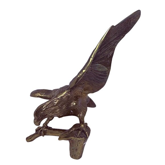Vtg Solid Brass Eagle Sculpture 15.5" Tall Patriotic Statue Mid Century Decor - Picture 6 of 16